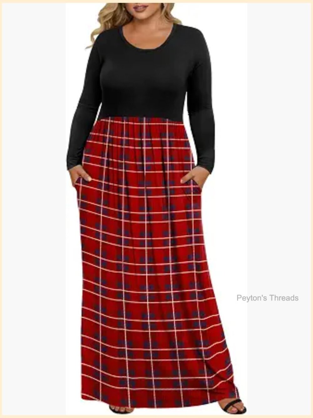 Plus Size Maxi Dress Long Sleeve with Pockets 1X-5X